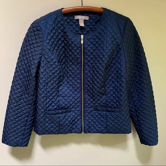 Chico’s Navy Quilted Jacket - Picture 1 of 7